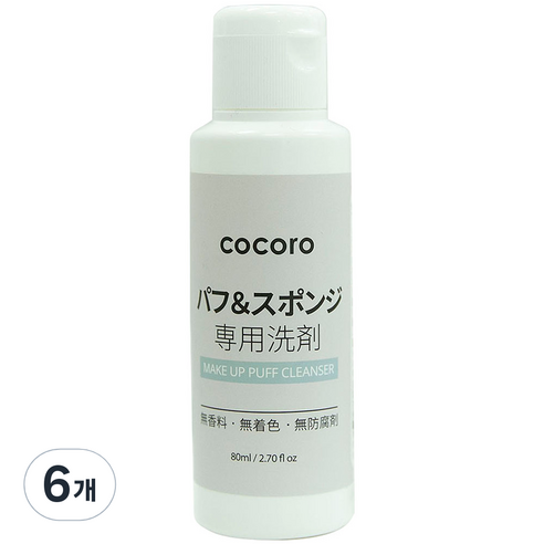 코코로 퍼프 스펀지 세정제, 80ml, 6개