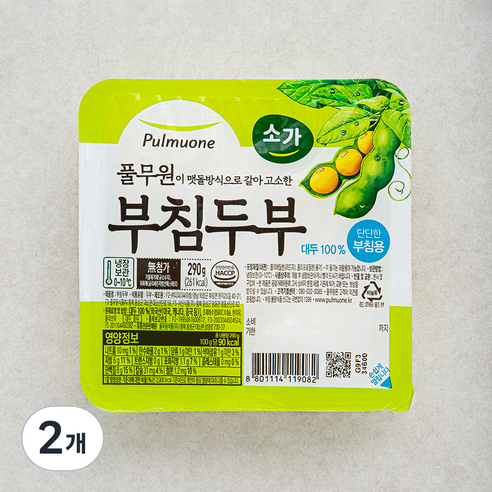 두부  풀무원 소가 부침두부, 290g, 2개