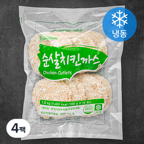 상신 순살 치킨까스 10장 (냉동), 1kg, 4팩