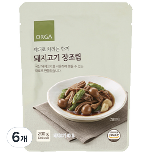 ORGA 제대로 차리는 한끼 돼지고기 장조림, 6개, 200g