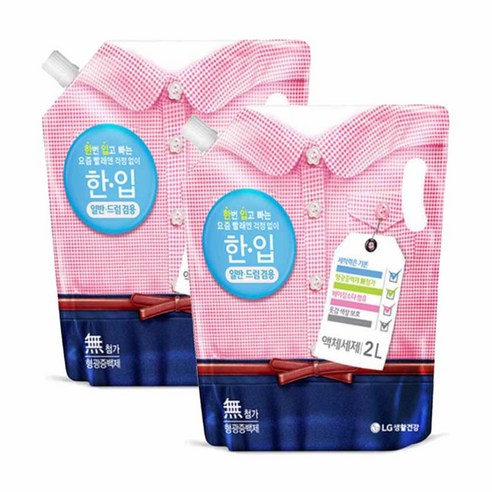한입 액체세제 일반 / 드럼 겸용 리필, 2L, 2개