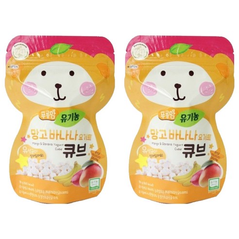 오가닉스토리 푸름맘 유기농 요거트 큐브 16g, 2개, 망고바나나