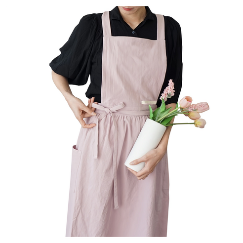 부드러운 설렘을 선사하는, 잇츠온 코튼 파스텔 원피스 앞치마 핑크