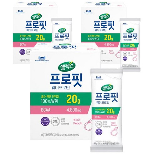 셀렉스 프로핏 웨이프로틴 파우더 복숭아, 330g, 3개