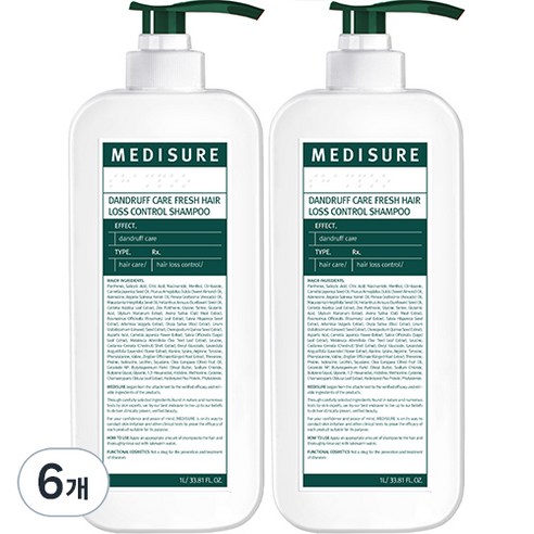 메디슈어 비듬케어 프레쉬 탈모 샴푸, 1000ml, 6개