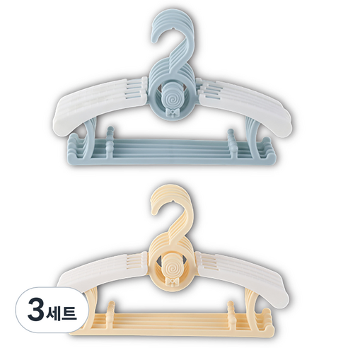 잇곰 미끄럼방지 아동용 옷걸이 2종 x 5p 세트, 옐로우, 블루, 3세트