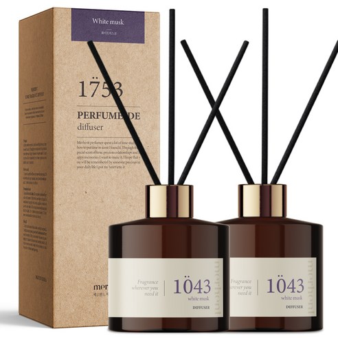 메르헨트 퍼퓸 드 디퓨저 2개입 + 리드스틱 10개, 화이트머스크, 1세트, 200ml