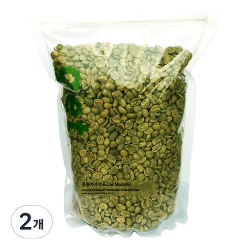 그린어쓰 콜롬비아슈프리모 Medellin 생두, 원두, 1kg, 2개