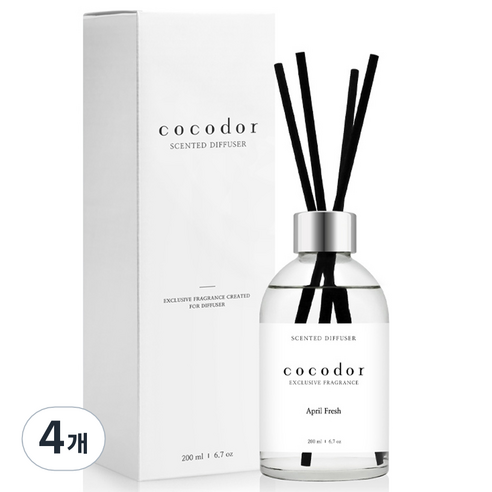 코코도르 화이트라벨 디퓨저, 에이프릴프레쉬, 200ml, 4개