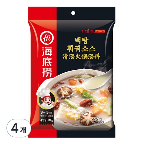 하이디라오 백탕 훠궈소스, 110g, 4개