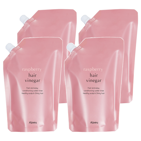 어퓨 헤어 식초 리필용 라즈베리향, 400ml, 4개
