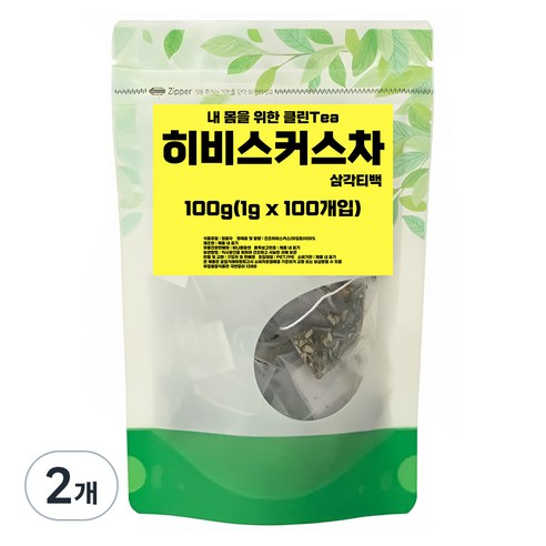 비니플랑센 내 몸을 위한 클린Tea 히비스커스차 삼각티백, 1g, 2개, 100개입