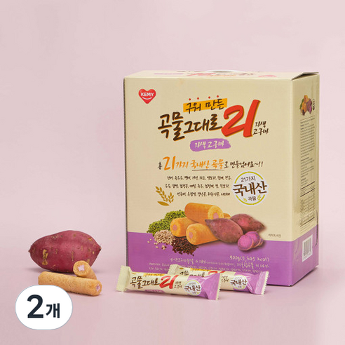곡물그대로21 구워만든 자색고구마 과자, 900g, 2개
