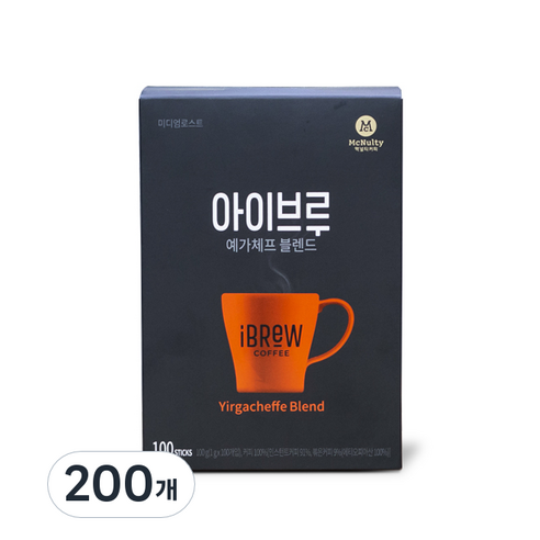 맥널티 아이브루 예가체프 블렌드 원두커피믹스, 1g, 200개, 100개입, 1개
