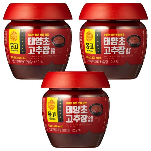 몽고식품 태양초 고추장 순창 명품, 500g, 3개