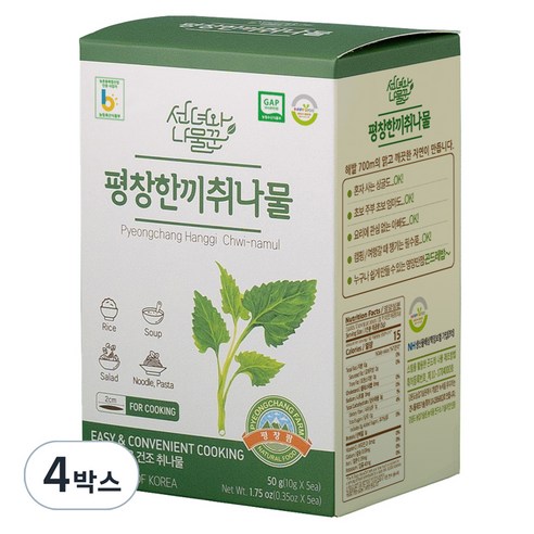 선녀와나물꾼 평창 한끼 취나물 박스타입, 50g, 4박스