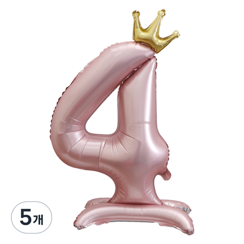 세컨드베스트 크라운 스탠딩 숫자 파티풍선 100cm, 핑크 숫자 4, 5개