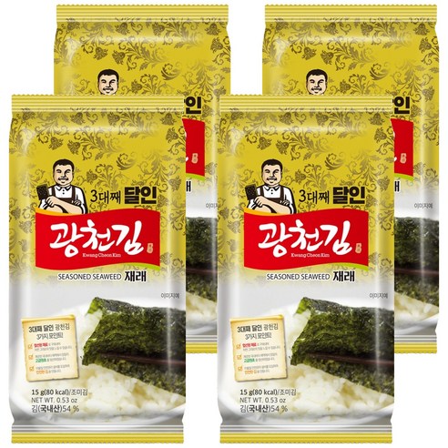 광천김 3대째 달인 재래김, 15g, 4개
