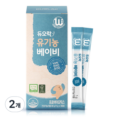 듀오락 유기농 베이비 프로바이오틱스 유산균, 30정, 30g, 2개