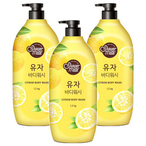 샤워메이트 내추럴 유자 바디워시 유자향, 1.2kg, 3개