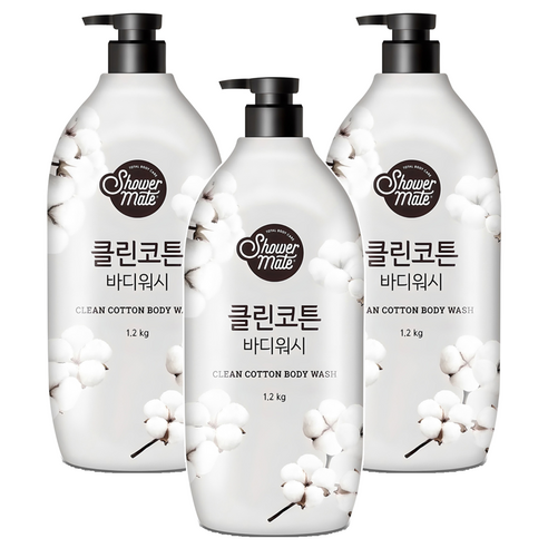 샤워메이트 클린코튼 바디워시, 1.2kg, 3개