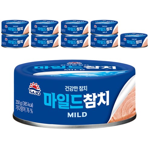로하이 사조참치 마일드 통조림, 250g, 10개