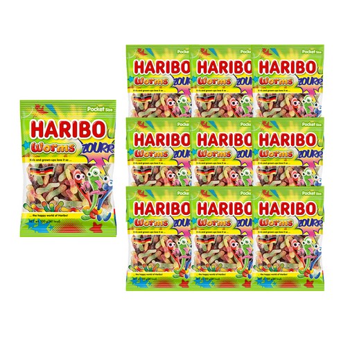하리보 웜즈사우어 젤리, 100g, 10개