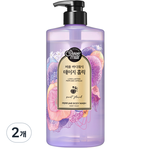 샤워메이트 데이지 홀릭 퍼퓸 바디워시 코랄데이지와 레드베리향, 1L, 2개