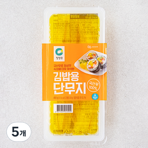 청정원 우리가족 김밥용 단무지, 400g, 5개