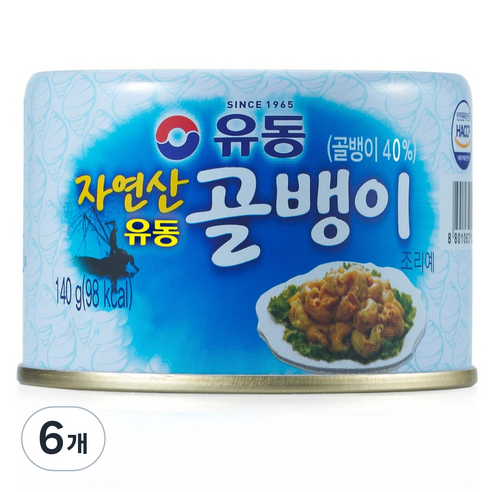 유동 자연산 골뱅이, 140g, 6개