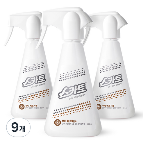 스카트 순하고 깨끗한 섬유탈취제 본품, 380ml, 9개, 우디 베르가못