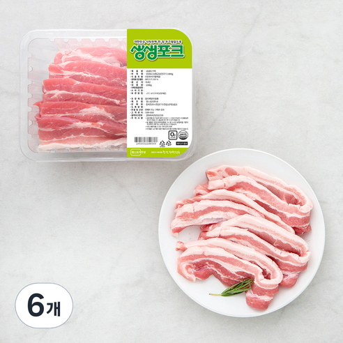 생생포크 한돈 1등급 삼겹살 구이용(냉장), 1kg, 6개