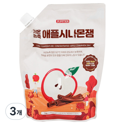 래미푸드 쥬피터 저온농축 애플시나몬잼, 1kg, 3개