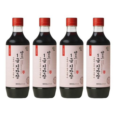 신앙촌 양조 1급 진간장, 4개, 860ml