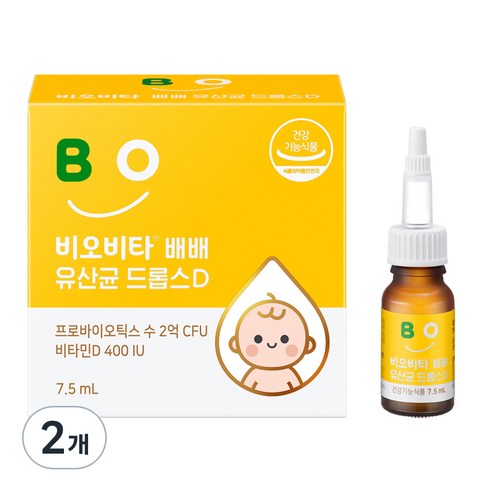 비오비타 유아 배배 유산균 드롭스D, 7.5ml, 2개