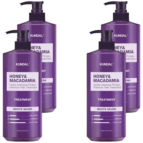 쿤달 허니 앤 마카다미아 헤어 트리트먼트 화이트머스크향, 1058ml, 4개