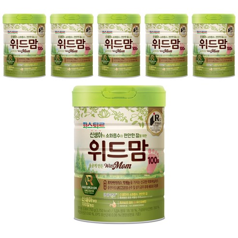 위드맘 파스퇴르 특허받은 유산균체 무항생제원유 분유 100일, 750g, 6개