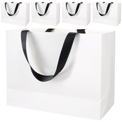 코멧 선물용 직사각 종이 쇼핑백, 화이트, 5개