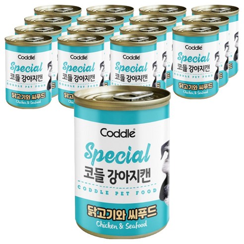 코들 강아지 캔, 닭고기와 씨푸드, 400g, 16개