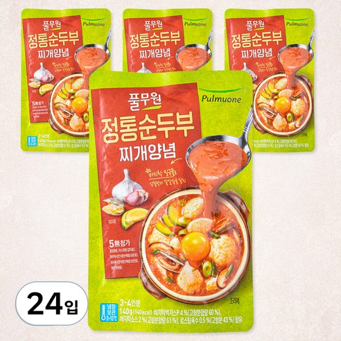 풀무원 정통순두부 찌개양념, 140g, 24개