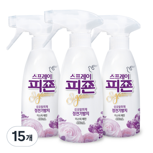 피죤 리치퍼퓸 스프레이 섬유탈취제 섬유 탈취제 본품, 490ml, 15개, 미스틱레인향