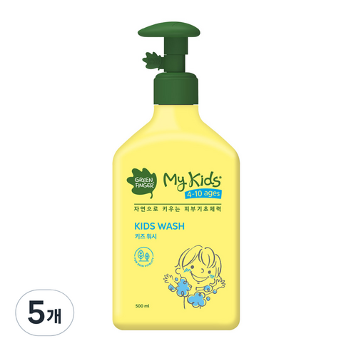 그린핑거 마이키즈 워시 바디클렌저, 5개, 500ml