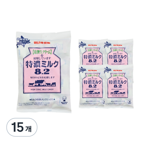 UHA 미카쿠도 토쿠노 밀크 캔디 8.2, 115g, 15개