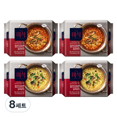 The미식 장인라면 얼큰한맛 4p + 담백한맛 4p 세트, 8세트