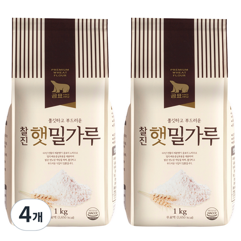 곰표 찰진햇밀가루, 1kg, 4개