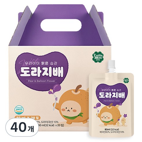 또또맘 도라지배즙 80ml, 배 + 도라지 혼합맛, 40개