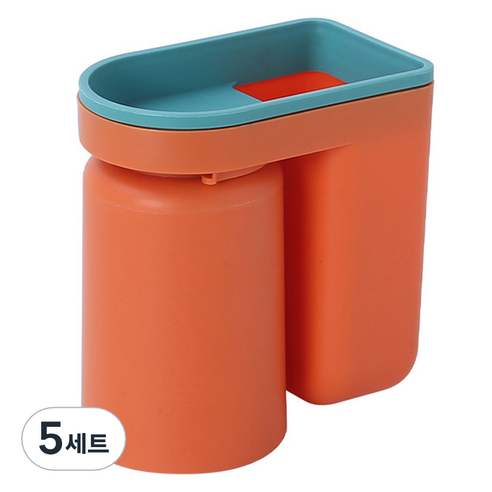 무타공 벽걸이 칫솔꽂이 양치컵, 오렌지, 5세트