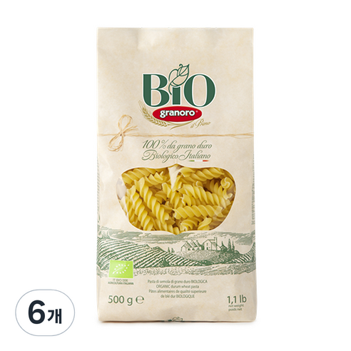 그라노로 유기농 푸실리, 500g, 6개