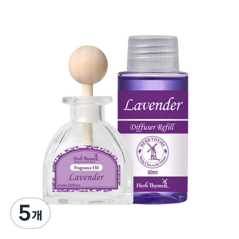 허브타임 차량용 디퓨저 50ml 라벤더, 5개