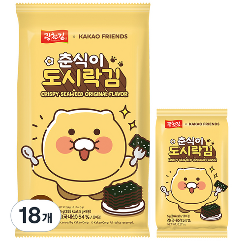 카카오 춘식이 재래 도시락김, 5g, 18개